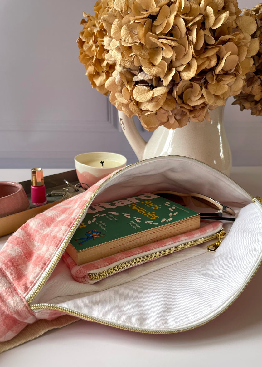 Sac banane Vichy rose