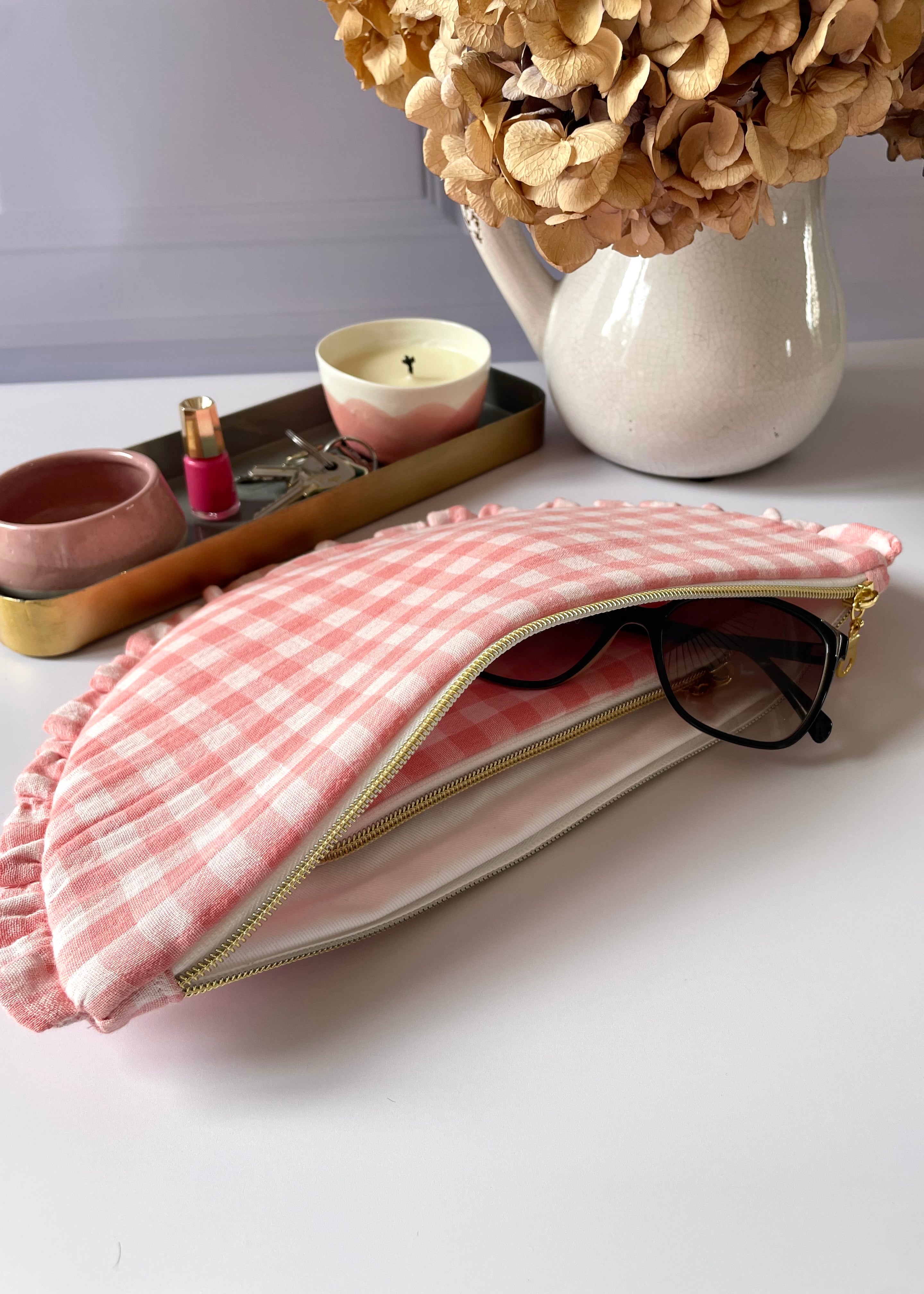 Pochette froufrou vichy