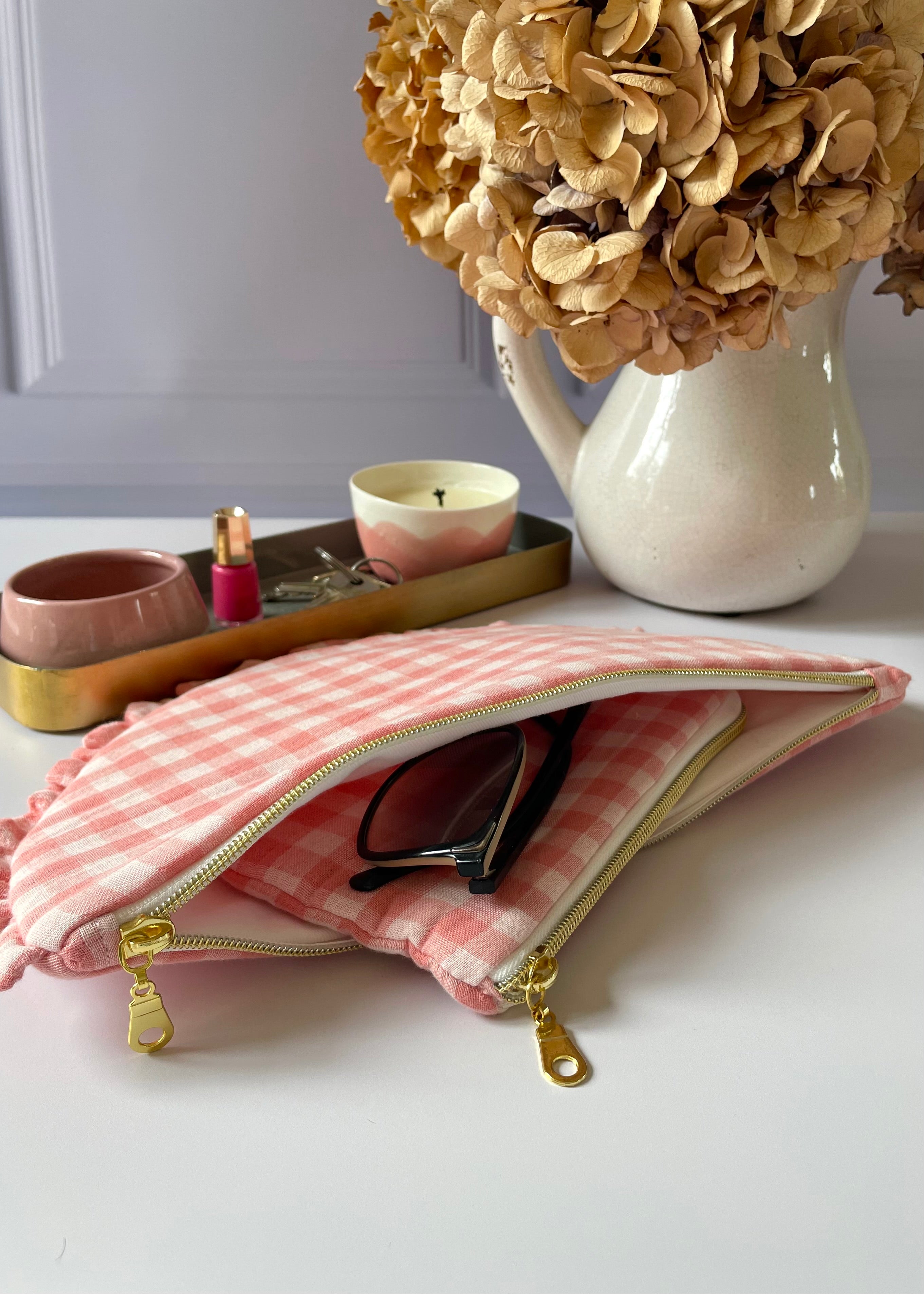 Pochette froufrou vichy