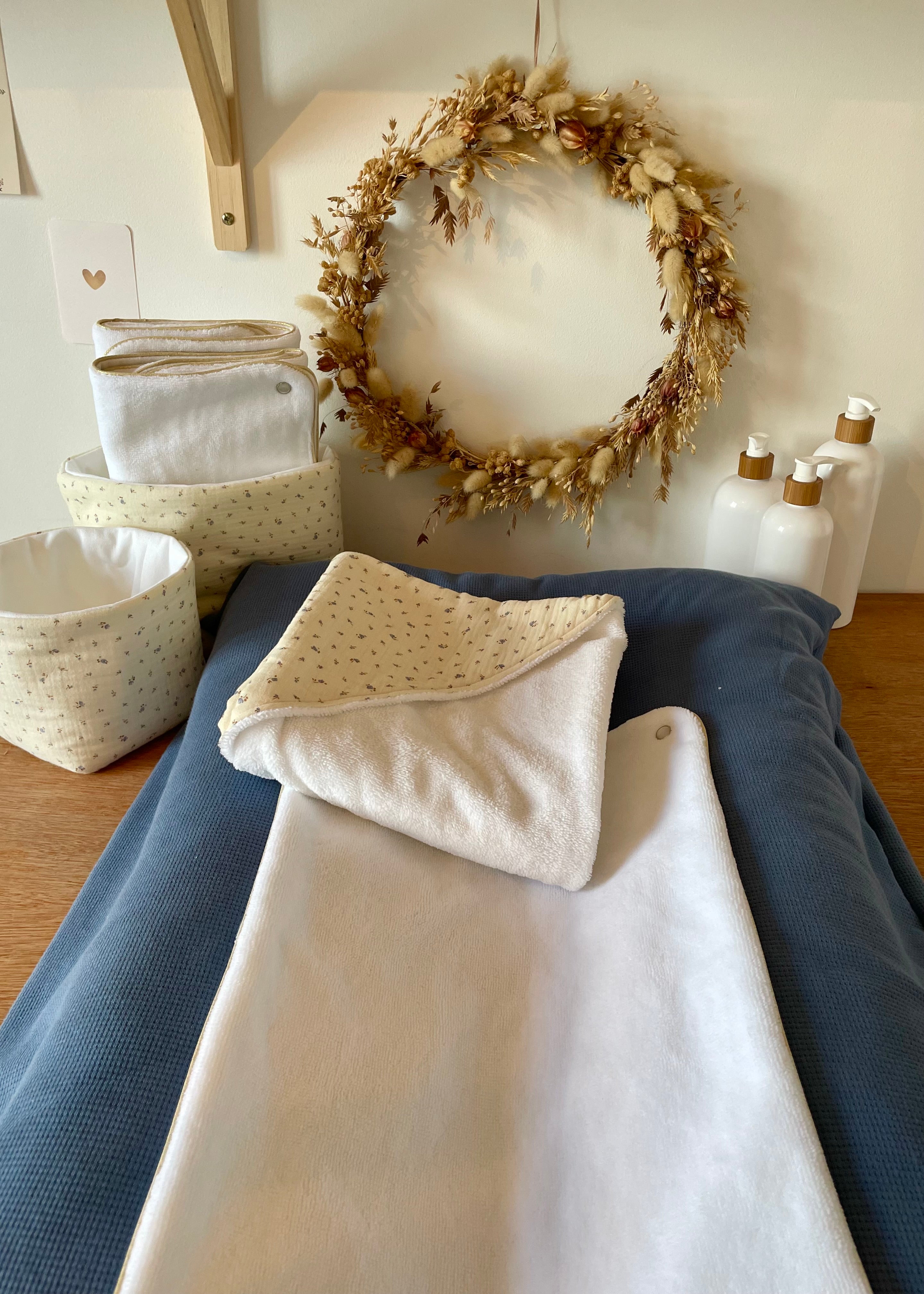 Housse de matelas à langer bleu jeans
