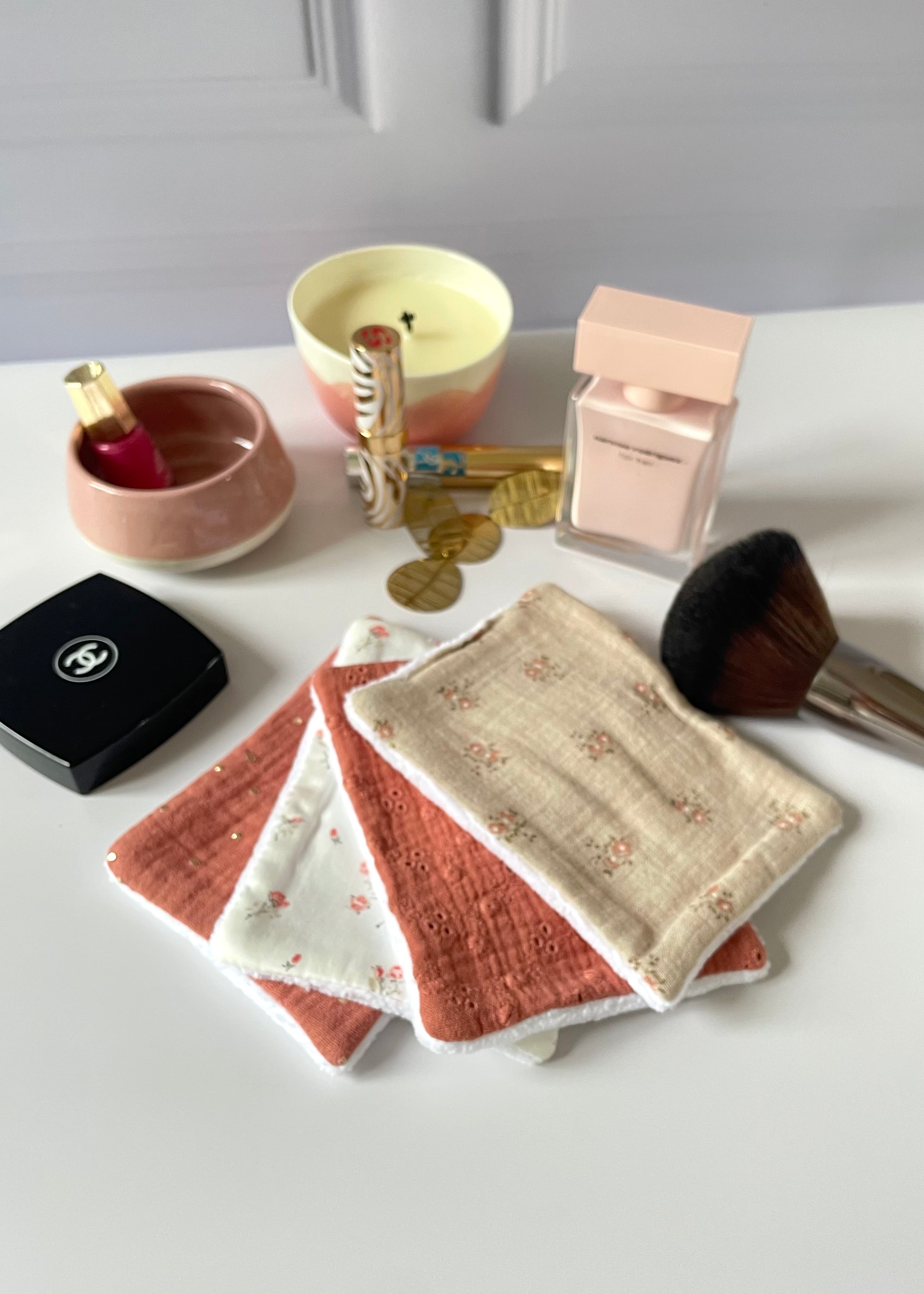 Lot de 4 lingettes ton terracotta