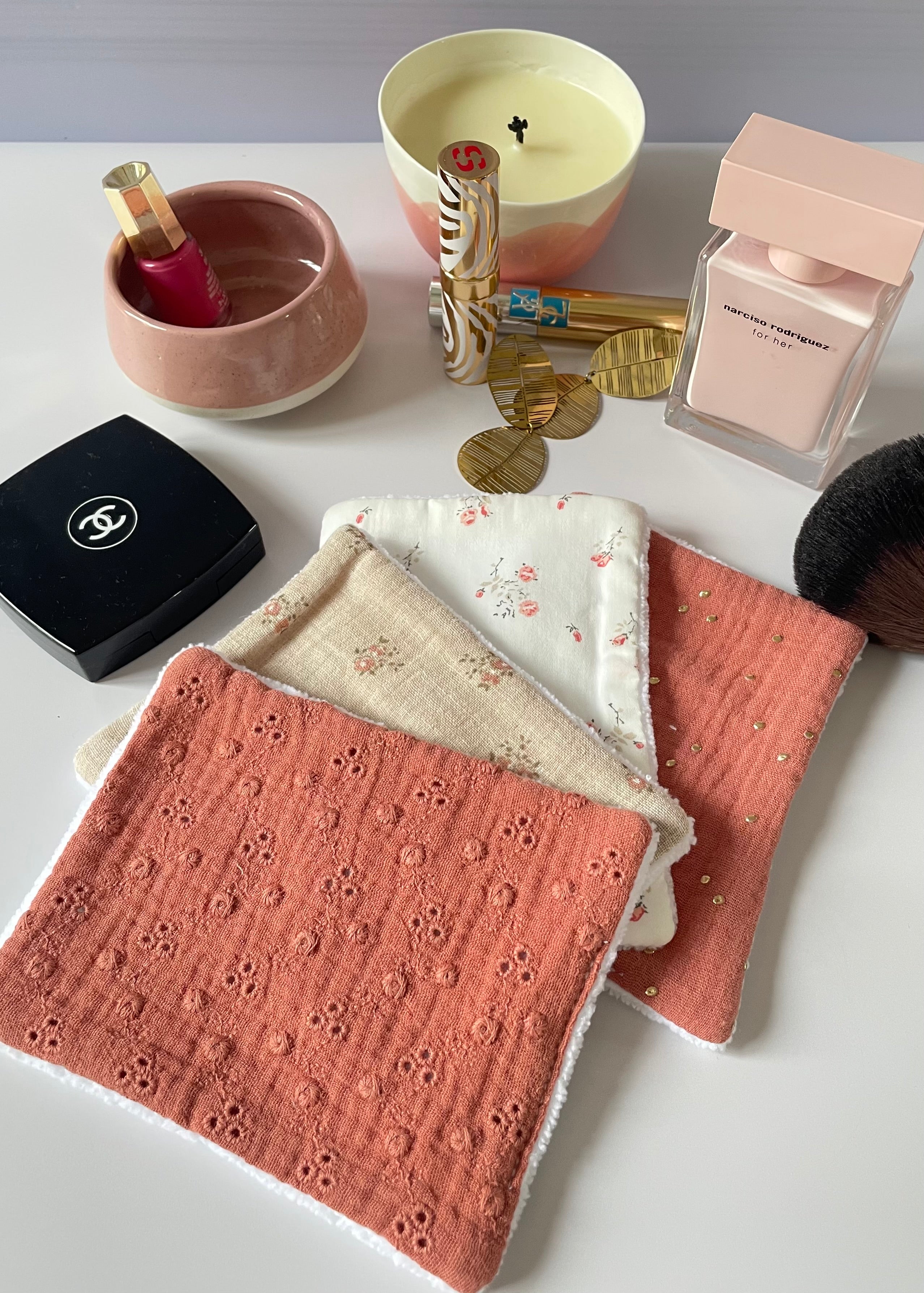 Lot de 4 lingettes ton terracotta