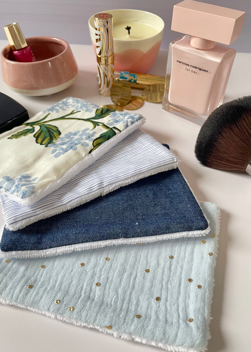 Lot de 4 lingettes ton bleu