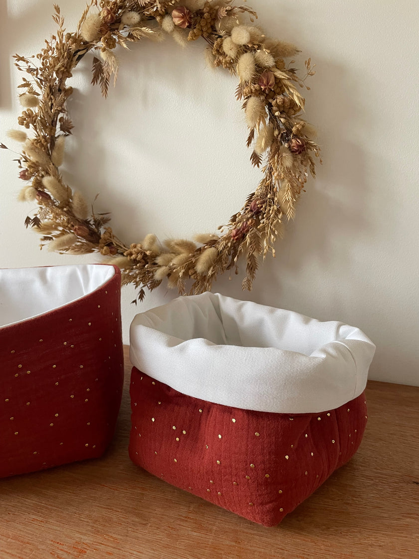 Panier de rangement tomette doré