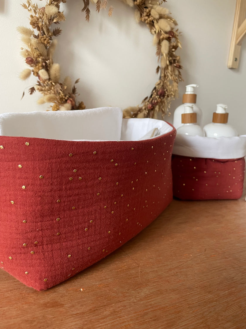 Panier de rangement tomette doré