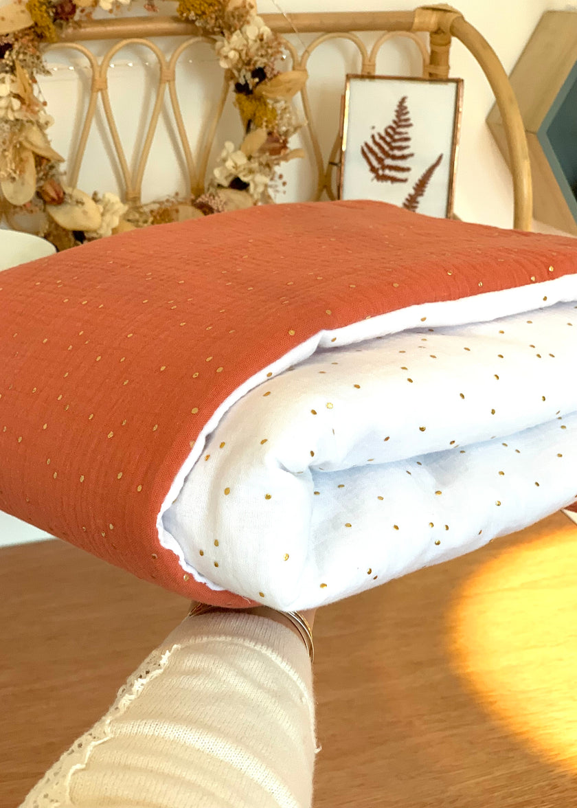 Couverture bébé bi-colore rose et blanc