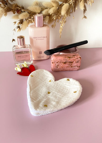 Lingettes coeur  double gaze coeurs dorés
