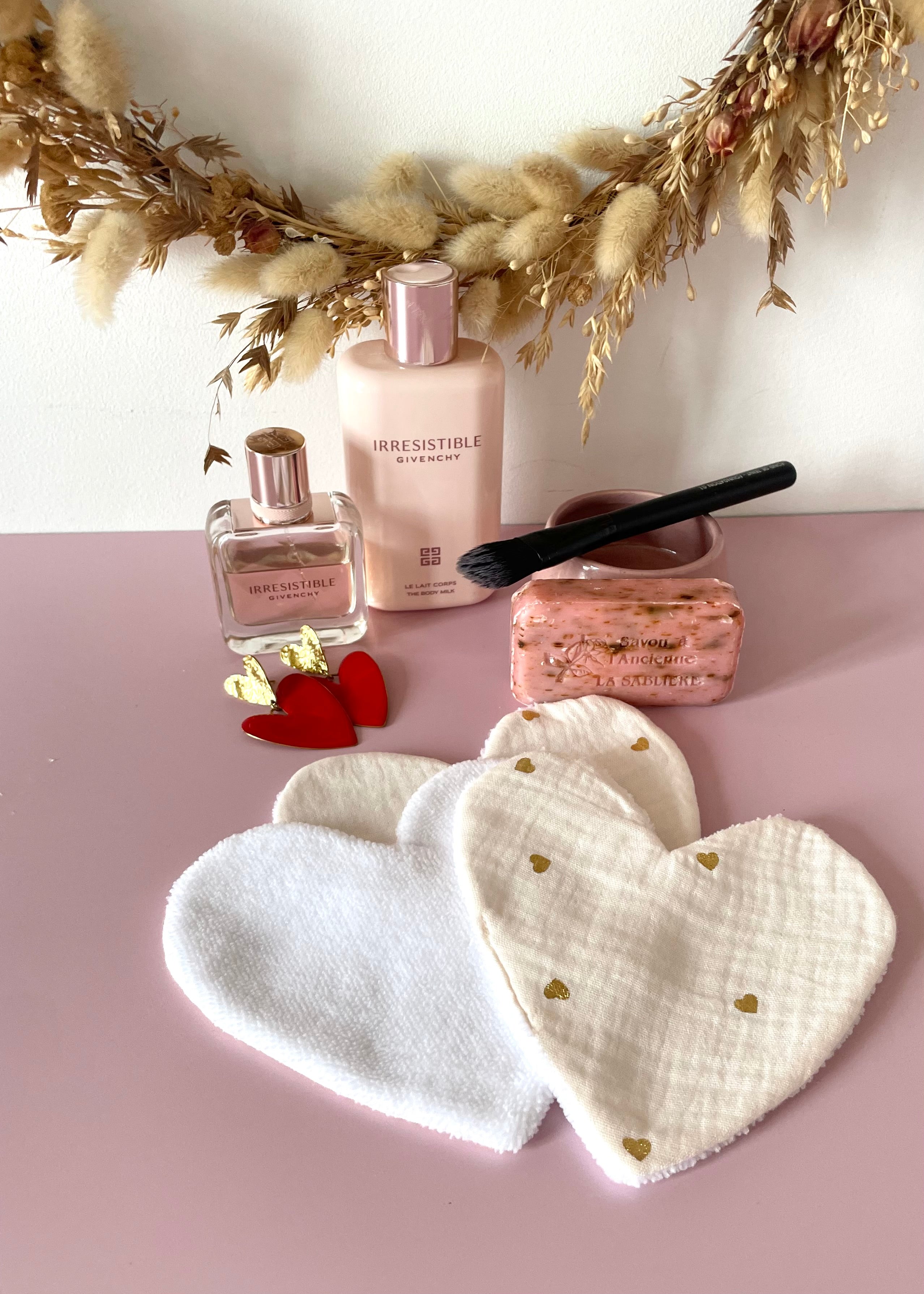 Lingettes coeur  double gaze coeurs dorés