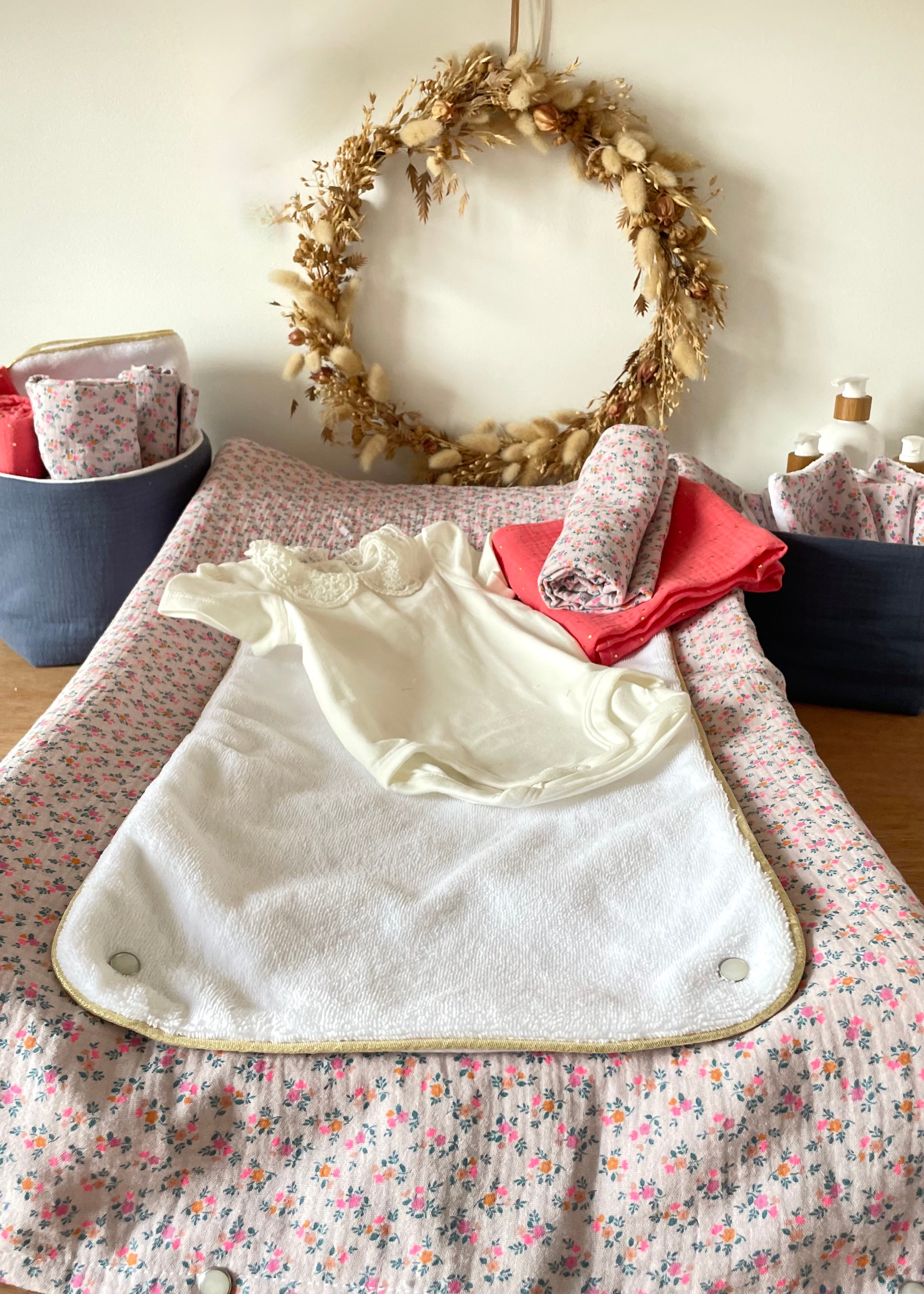 Housse de matelas à langer summer rose