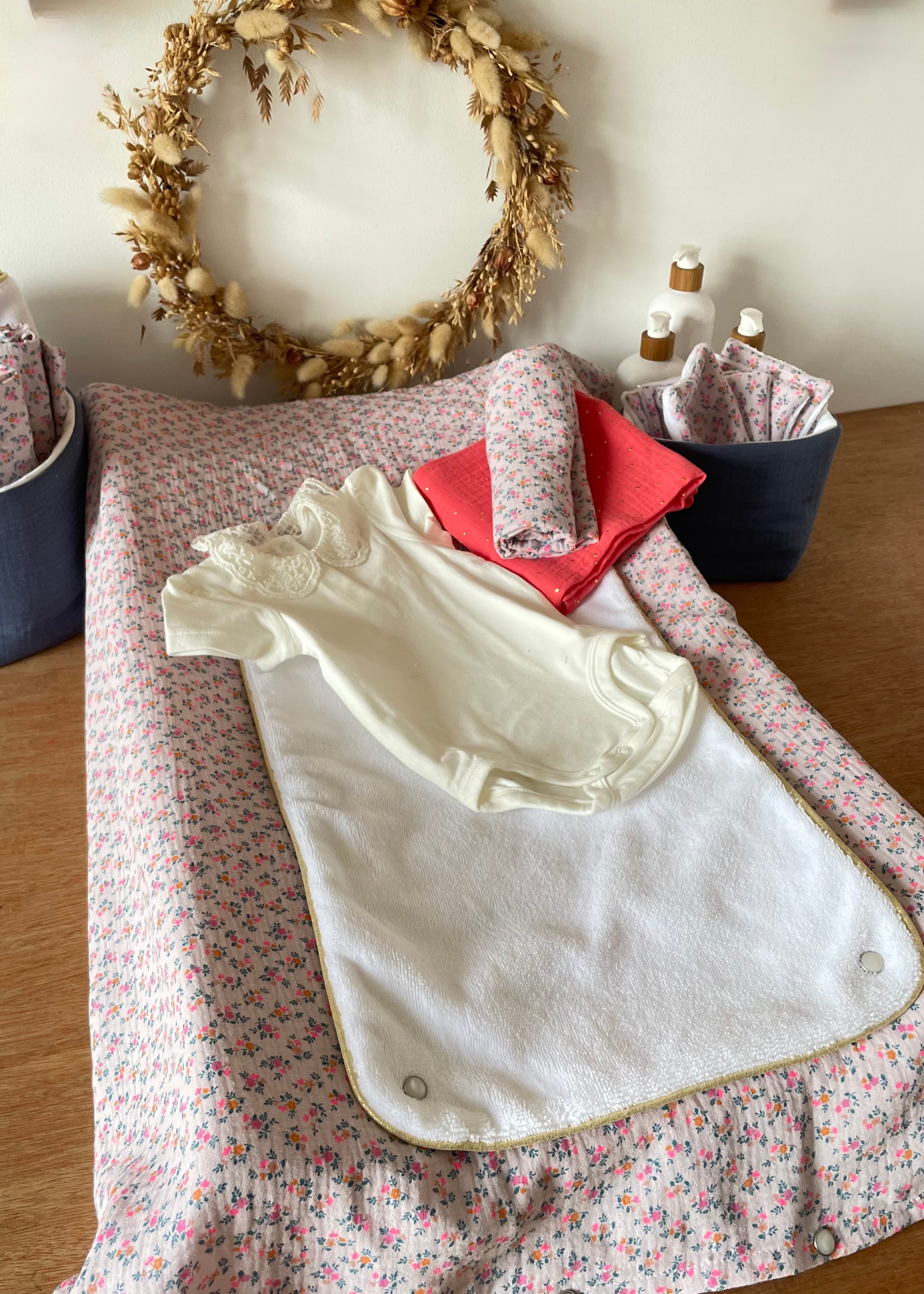 Housse de matelas à langer summer rose