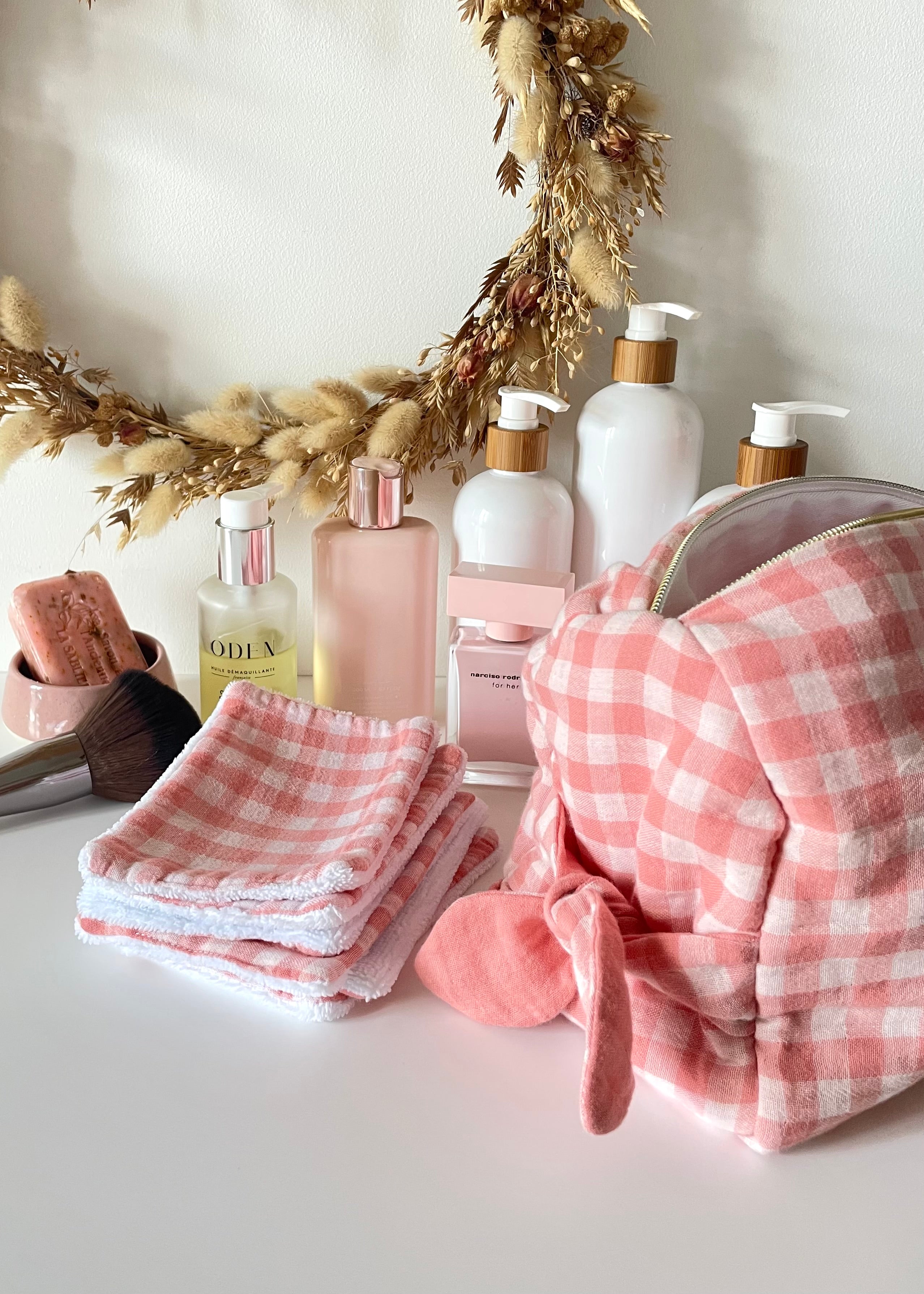 Semainier de 7 Lingettes vichy rose