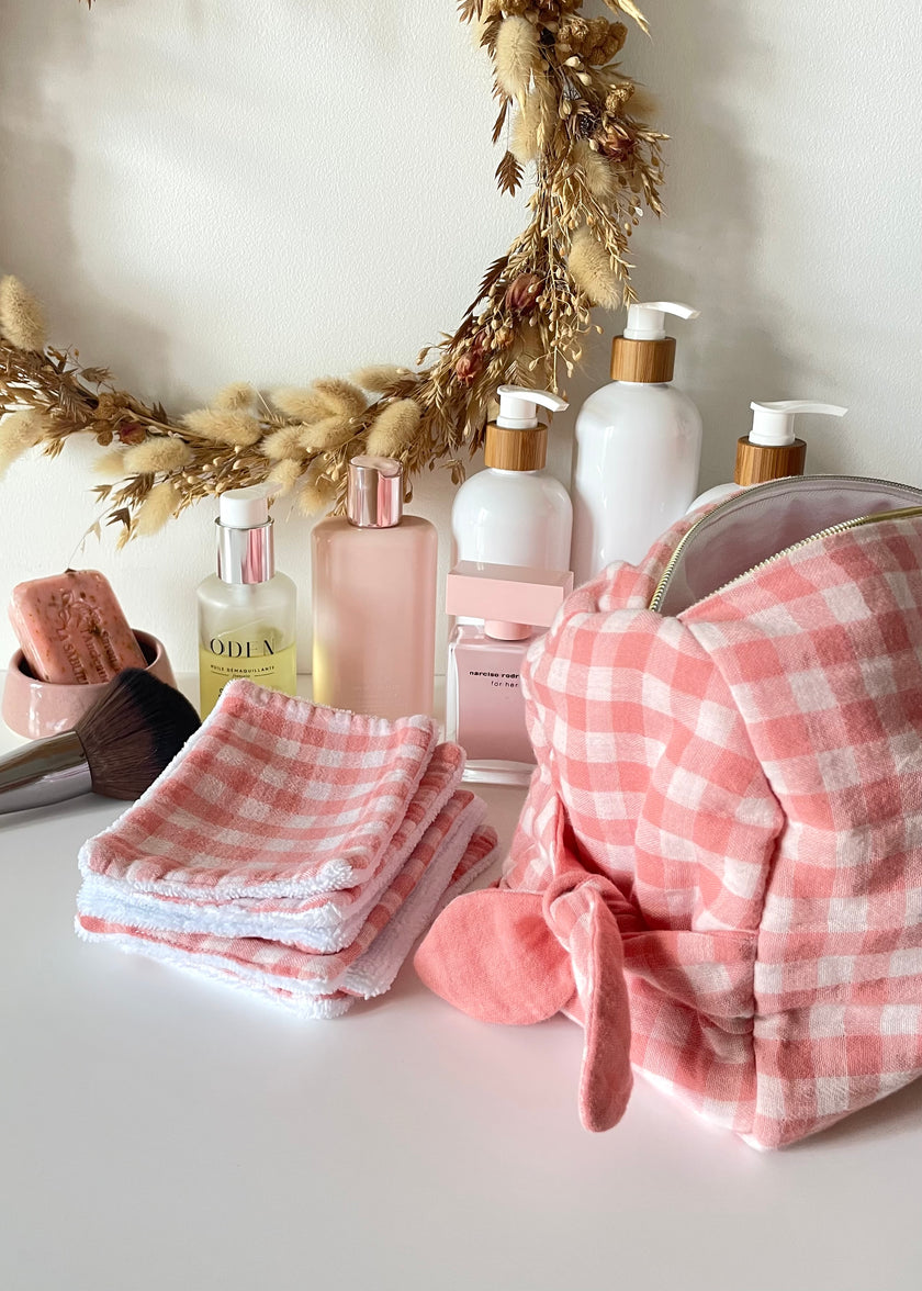 Semainier de 7 Lingettes vichy rose