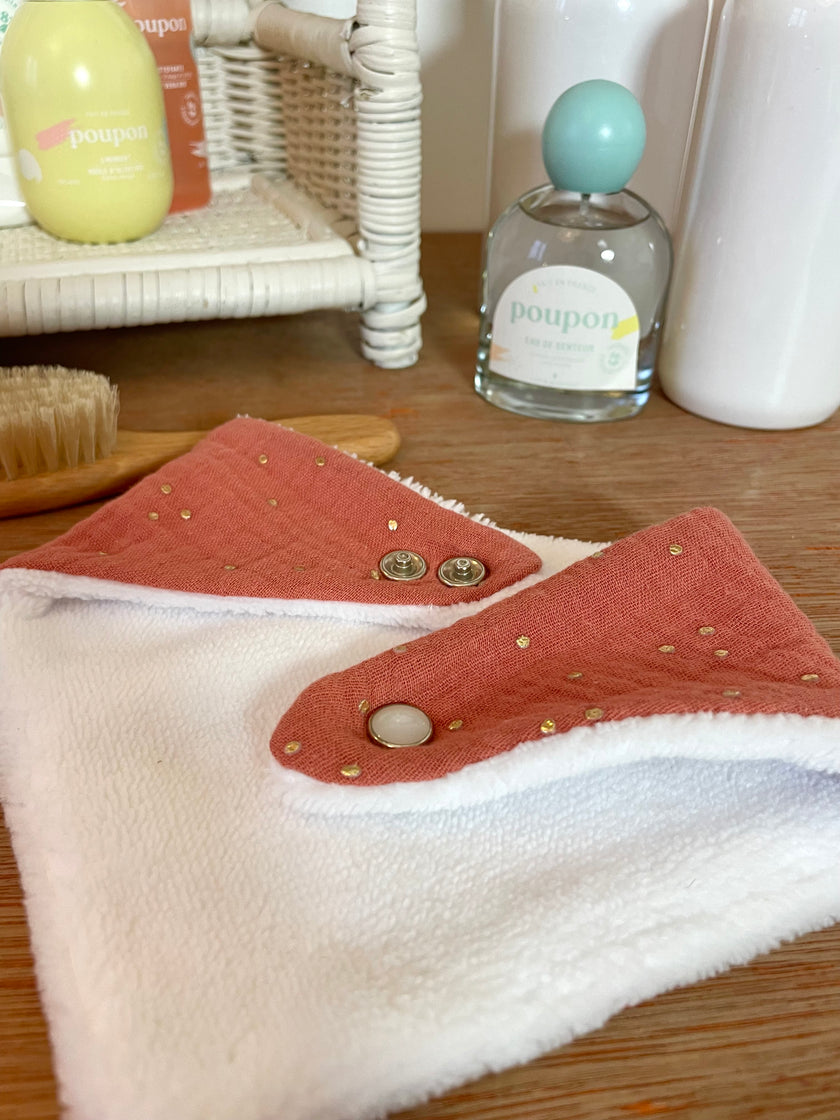Bavoir bandana terracotta pois dorés