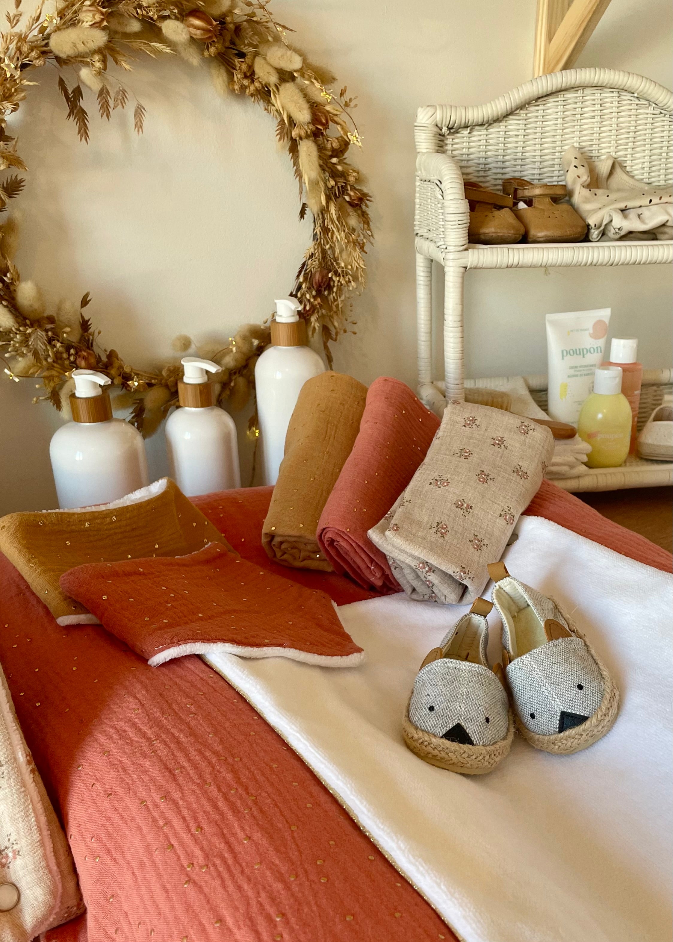 Housse de matelas à langer terracotta doré