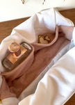 Trousse de toilette en jersey rose pointelle