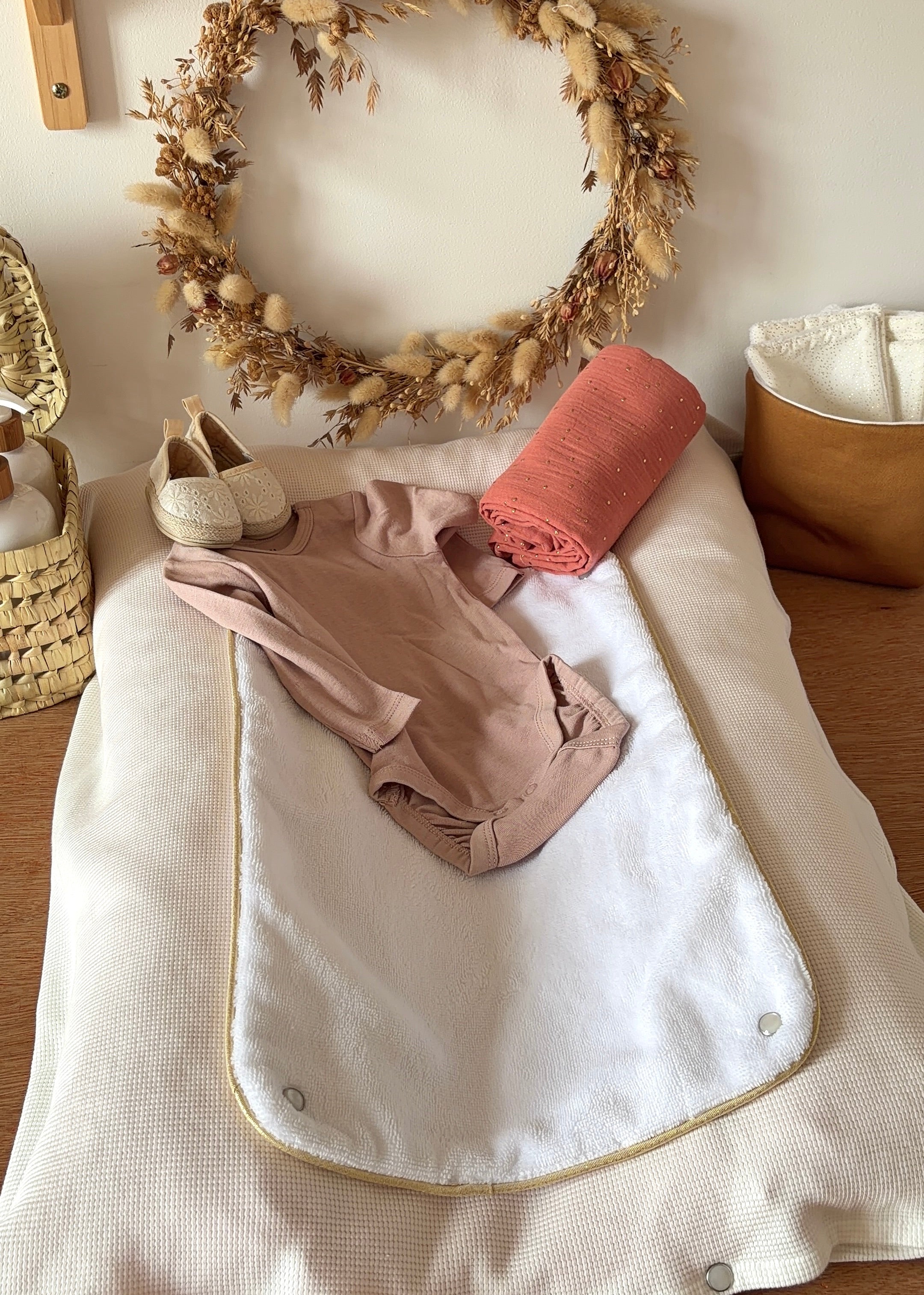 Housse de matelas à langer blanc cassé