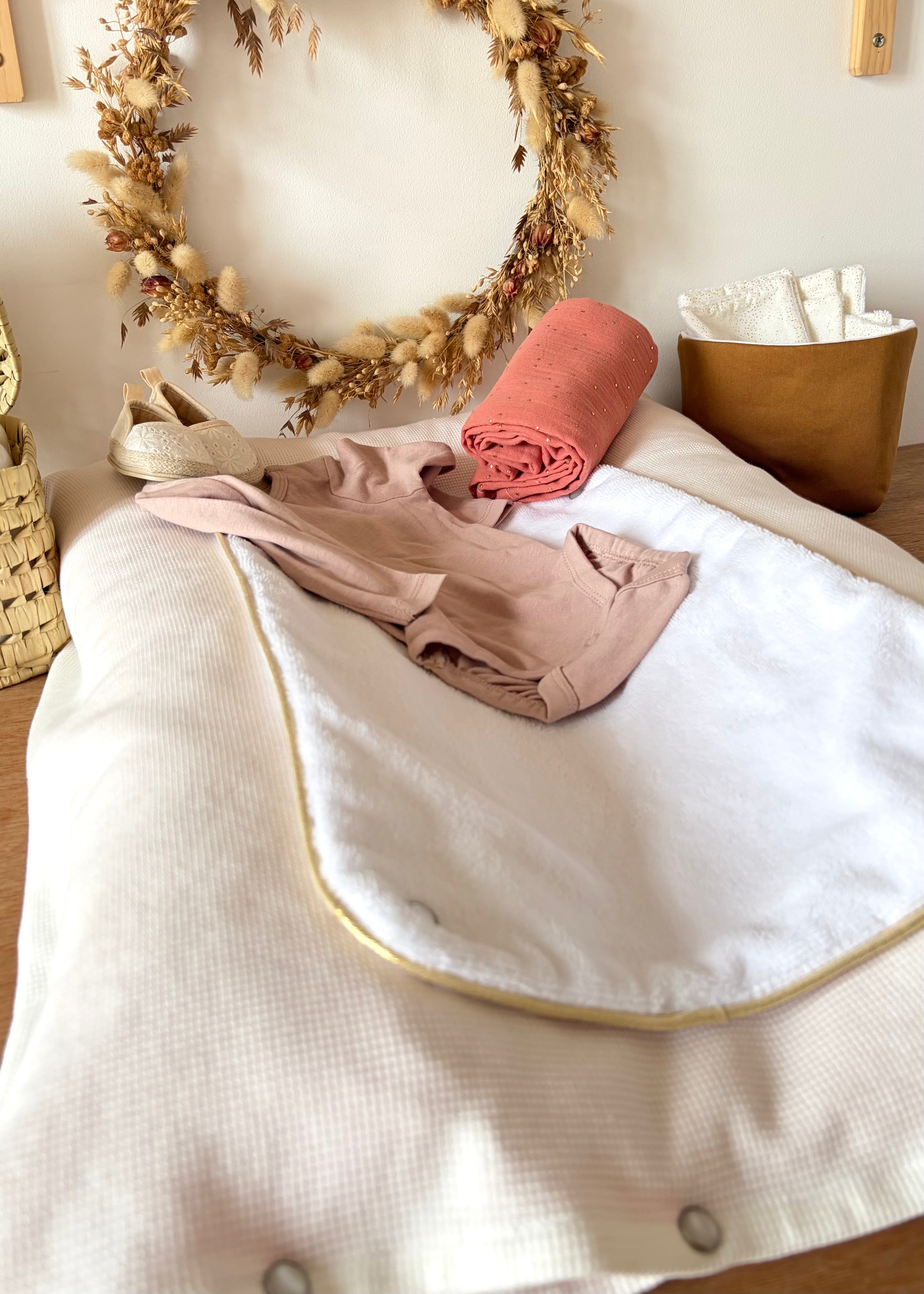Housse de matelas à langer blanc cassé