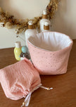 Panier de rangement moutarde rose doré