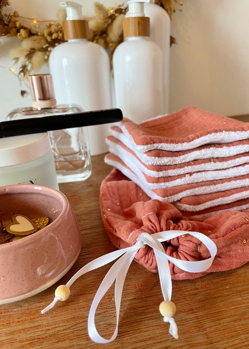Semainier de lingettes démaquillantes terracotta