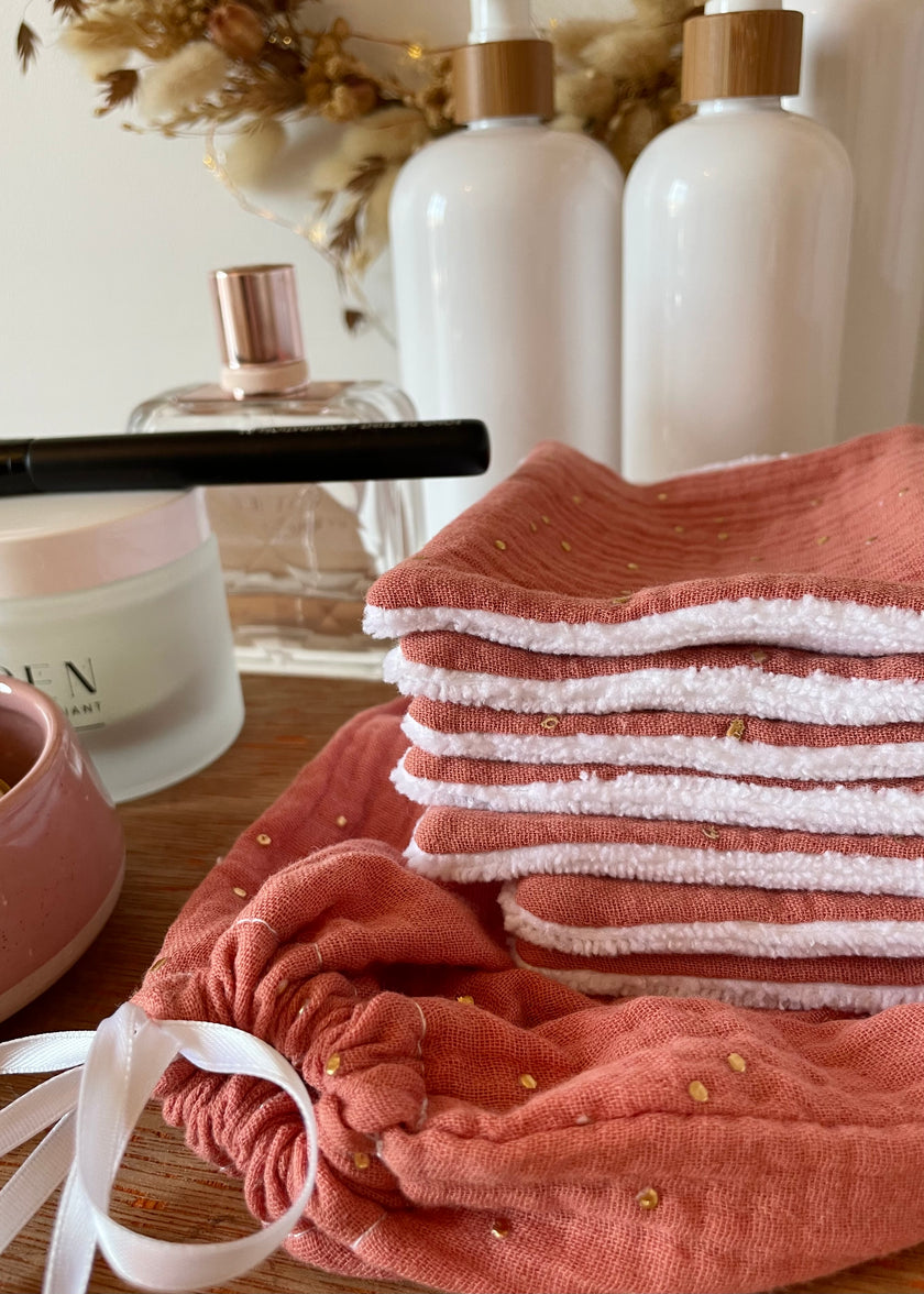 Semainier de lingettes démaquillantes terracotta