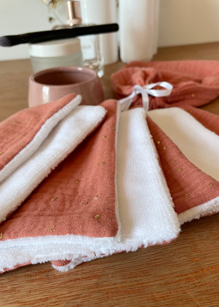 Semainier de lingettes démaquillantes terracotta