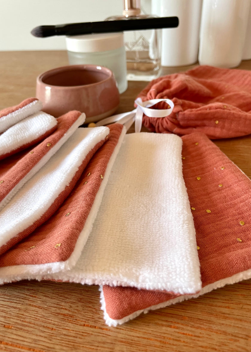 Semainier de lingettes démaquillantes terracotta