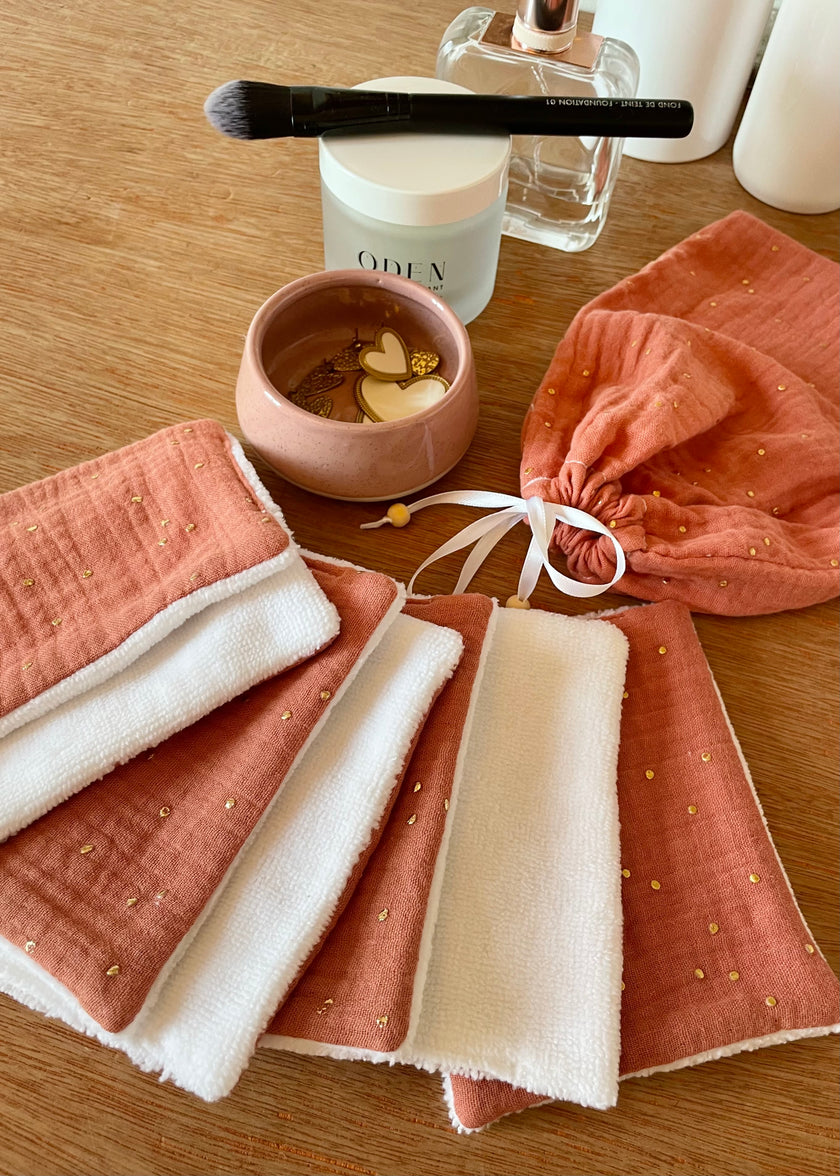 Semainier de lingettes démaquillantes terracotta