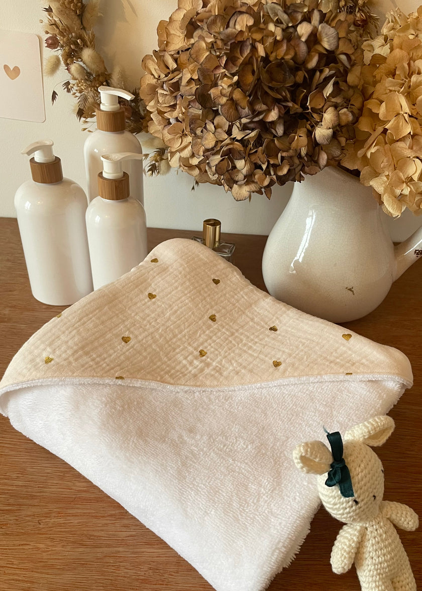 Sortie de bain et ses 2 gants de toilette