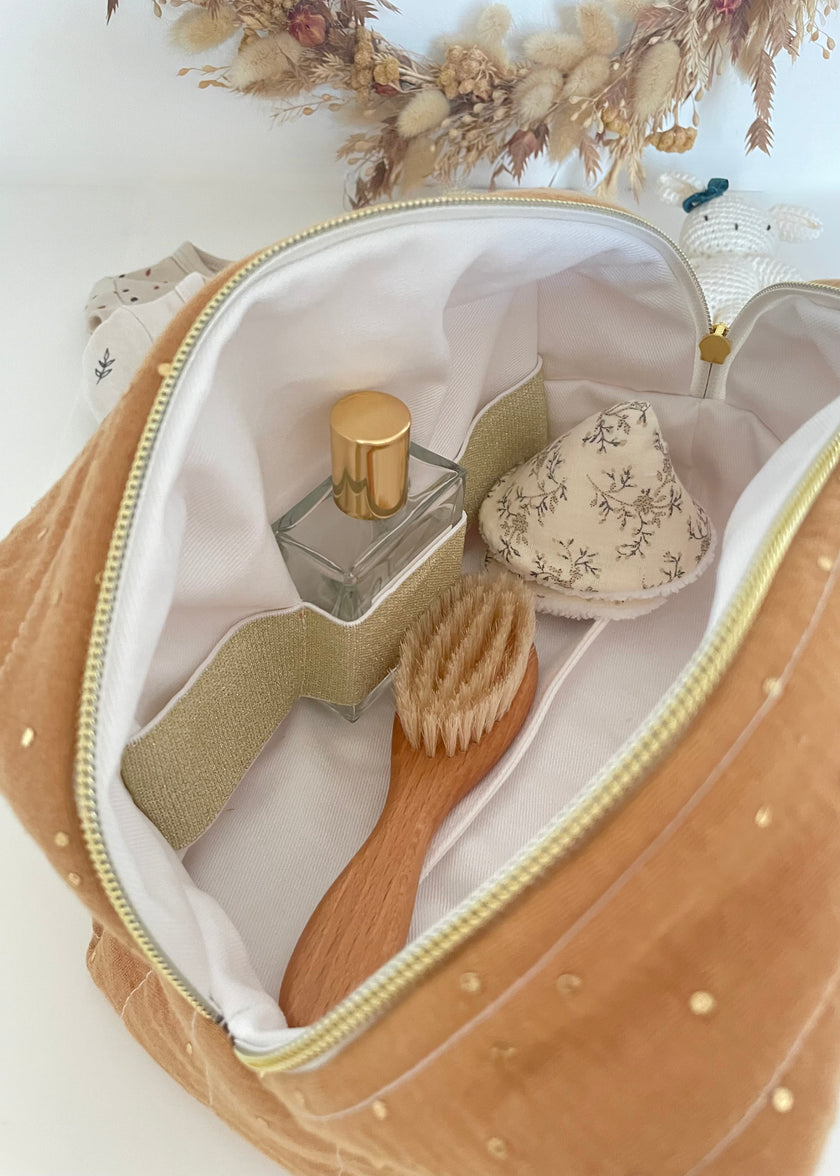 Trousse de toilette camel doré