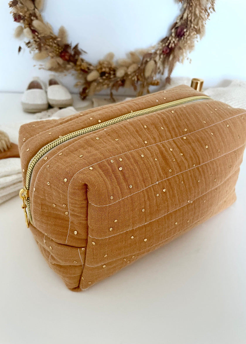 Trousse de toilette femme camel