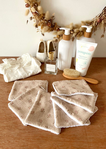 7 Lingettes douceurs rosie beige pour bébé