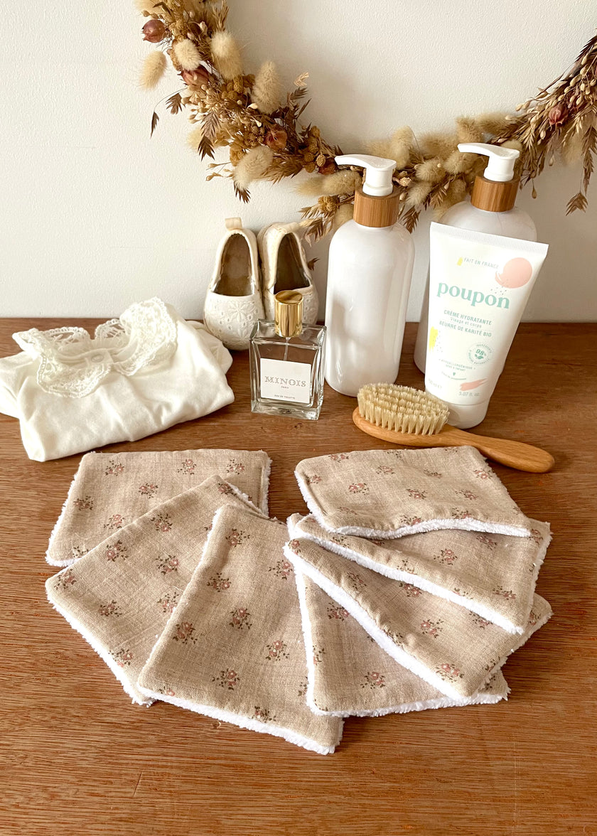 7 Lingettes douceurs rosie beige pour bébé