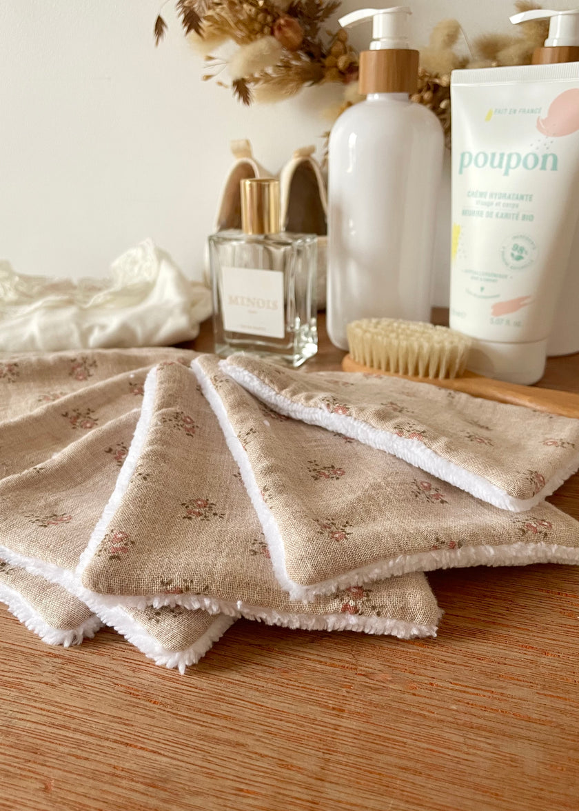 7 Lingettes douceurs rosie beige pour bébé