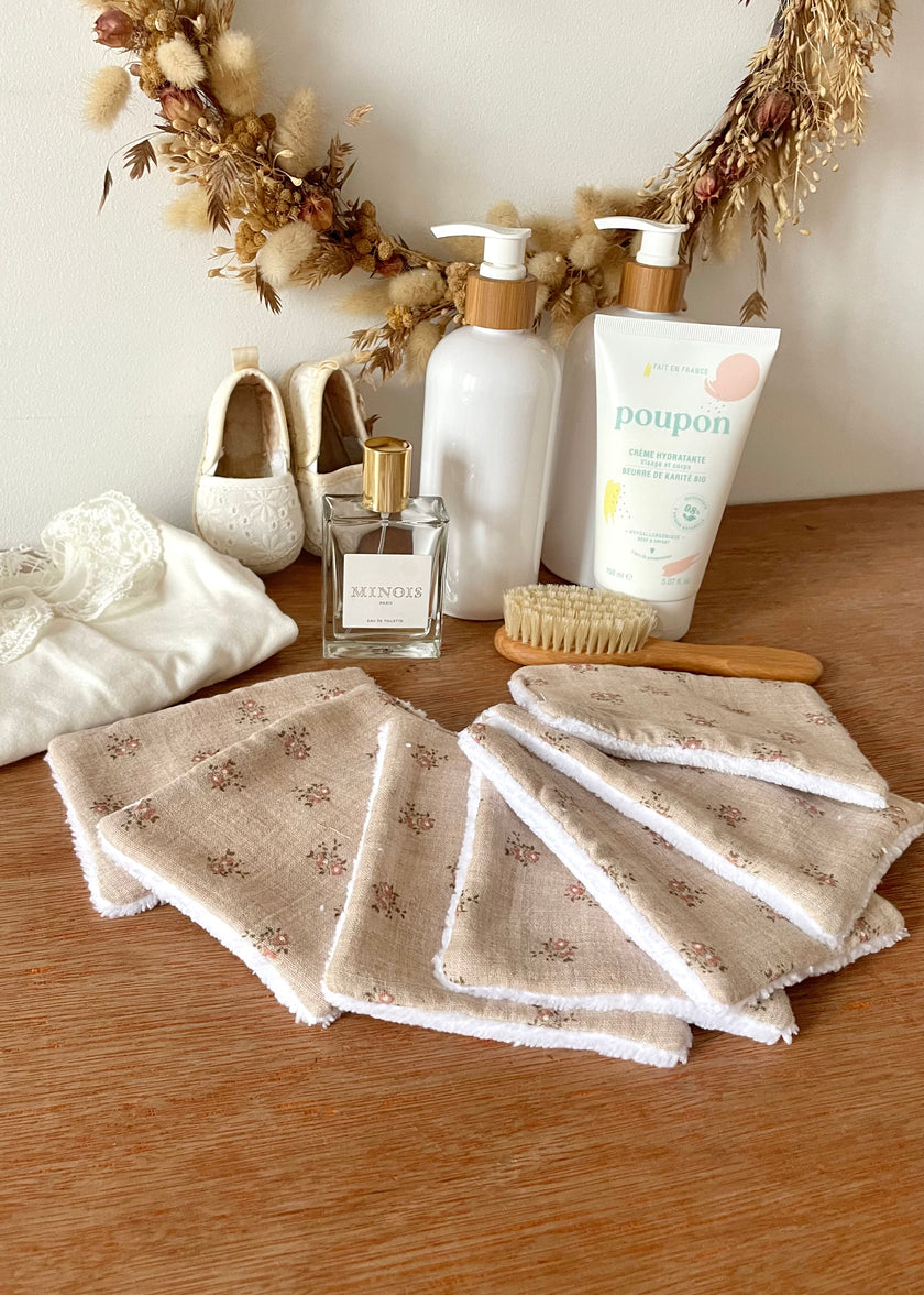7 Lingettes douceurs rosie beige pour bébé