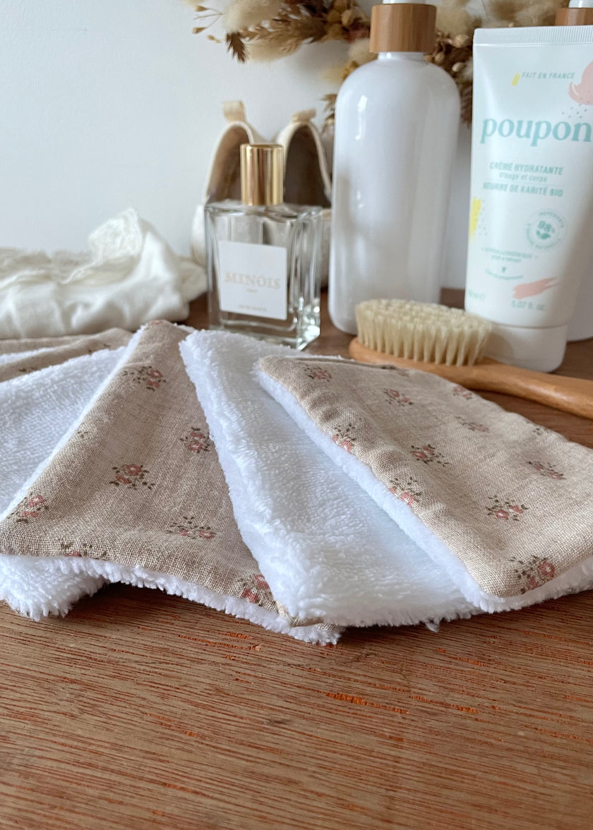 7 Lingettes douceurs rosie beige pour bébé