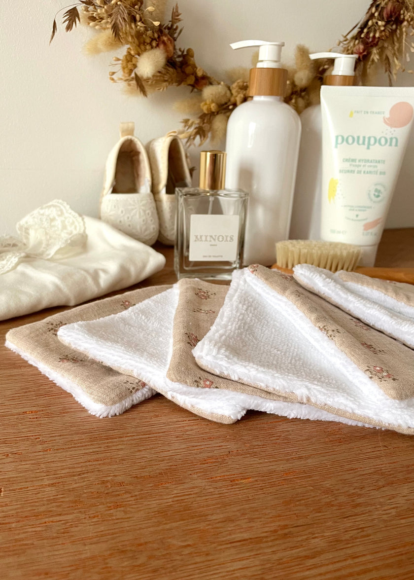 7 Lingettes douceurs rosie beige pour bébé