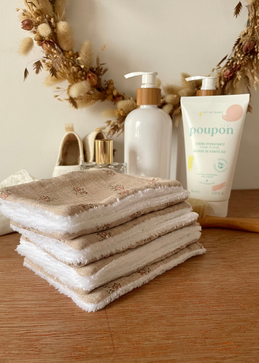 7 Lingettes douceurs rosie beige pour bébé