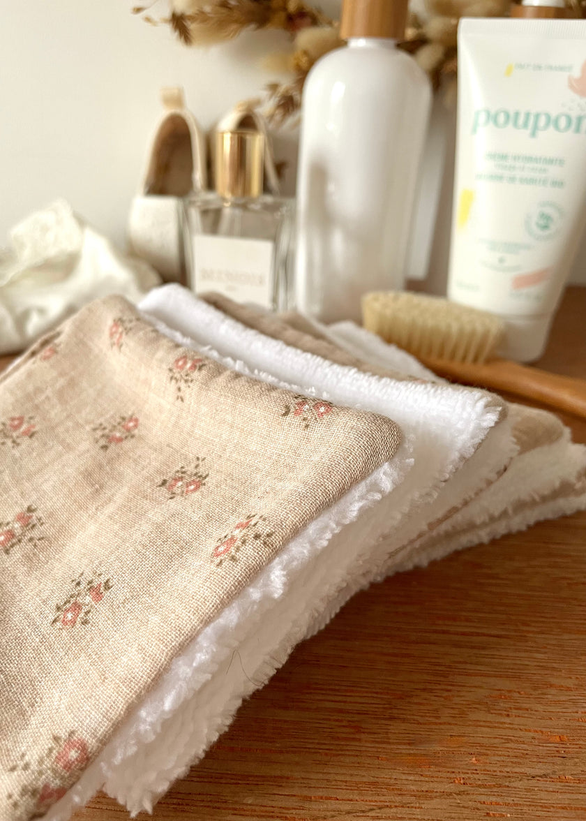 7 Lingettes douceurs rosie beige pour bébé