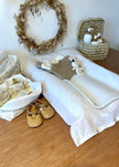 Housse de matelas à langer blanc doré