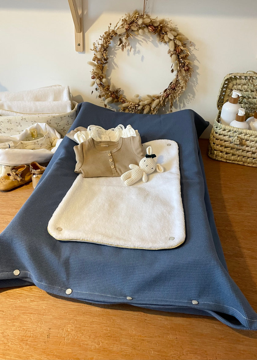 Housse de matelas à langer bleu jeans