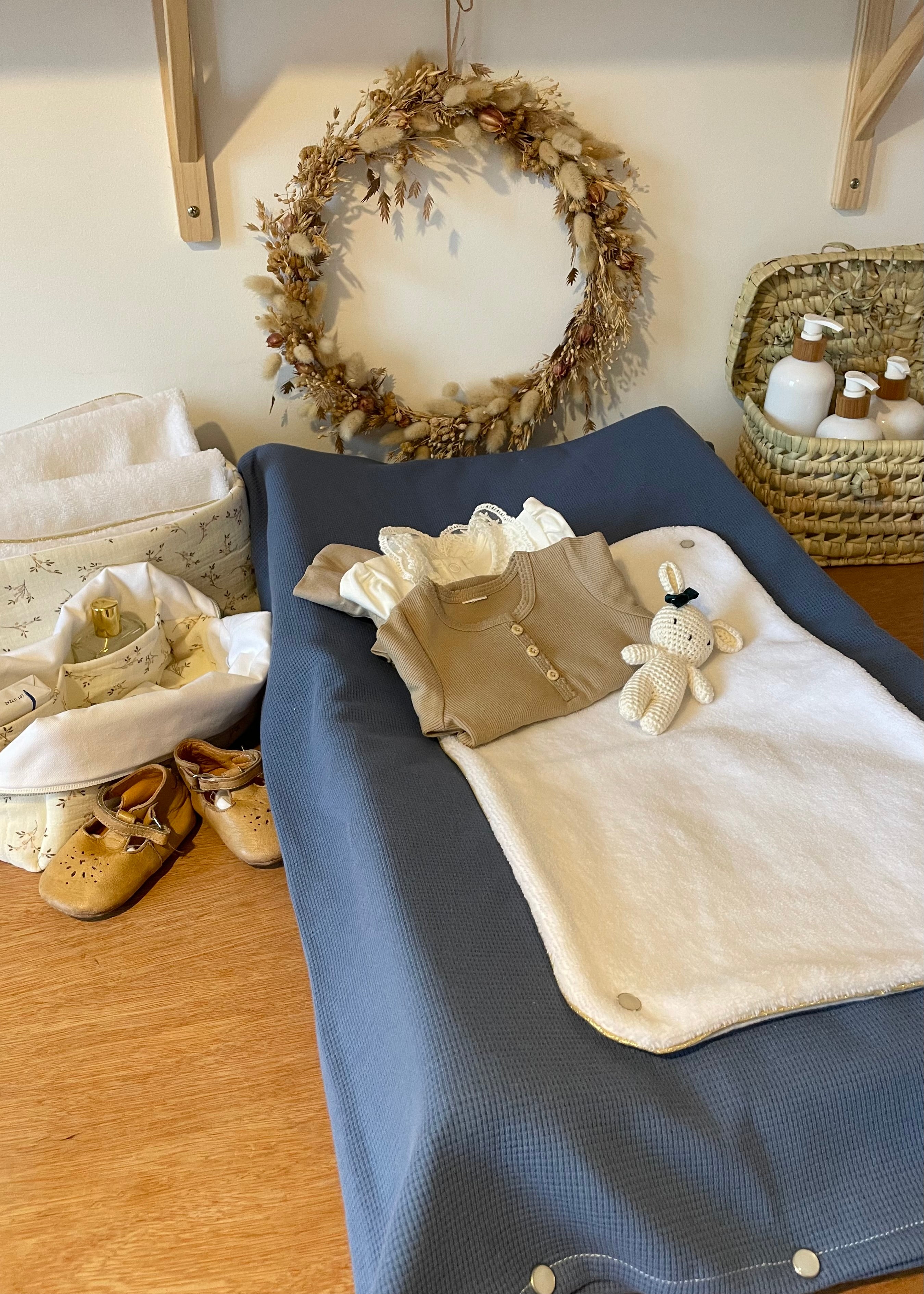 Housse de matelas à langer bleu jeans