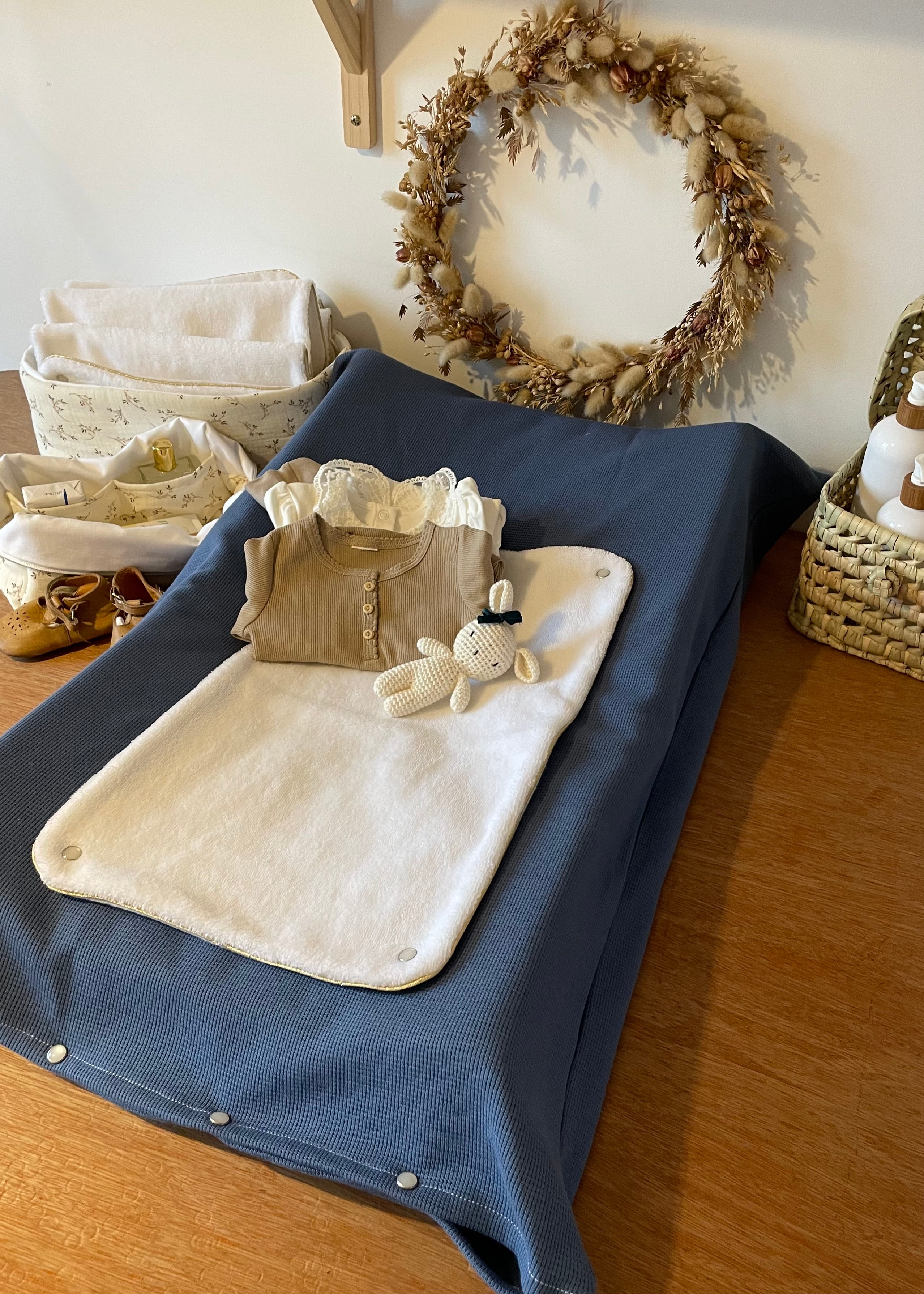 Housse de matelas à langer bleu jeans