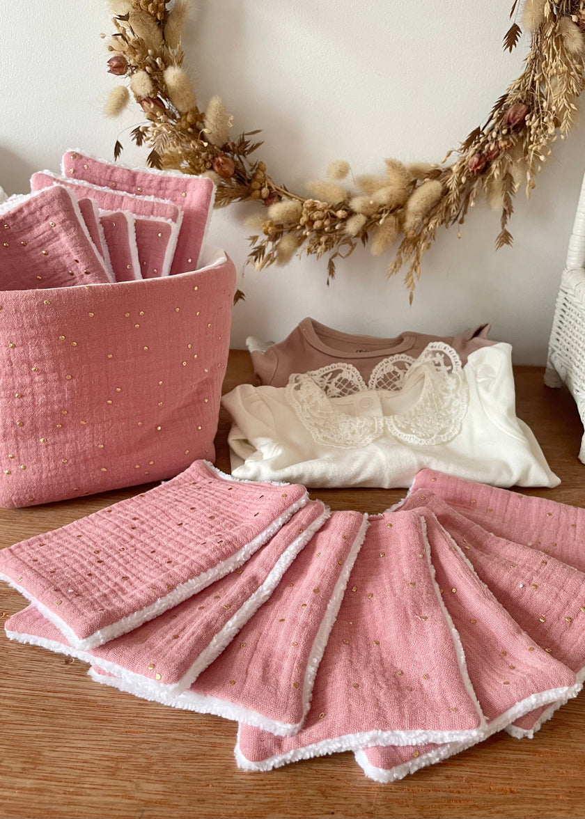 7 Lingettes bébé rose thé