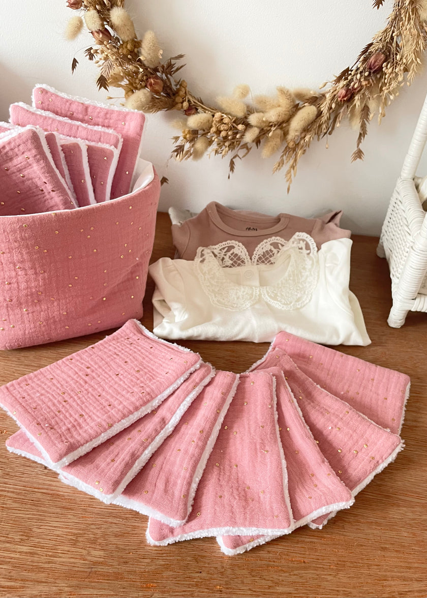 7 Lingettes bébé rose thé