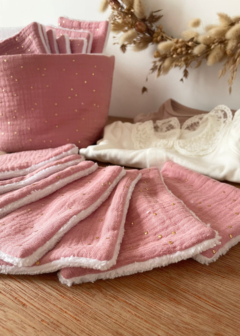 7 Lingettes bébé rose thé