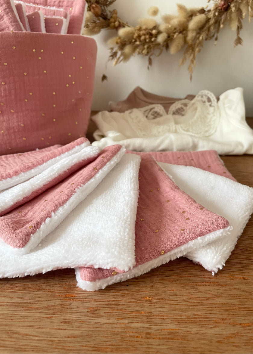 7 Lingettes bébé rose thé