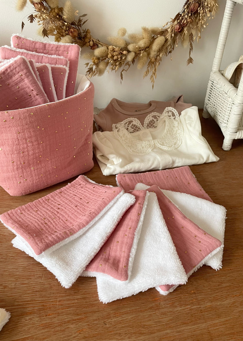 7 Lingettes bébé rose thé