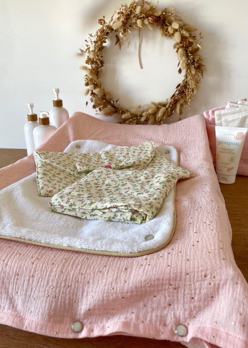Housse de matelas à langer rose doré