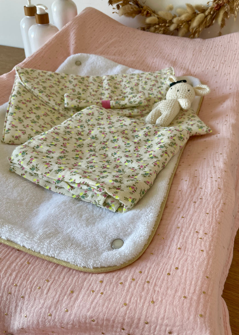 Housse de matelas à langer rose doré