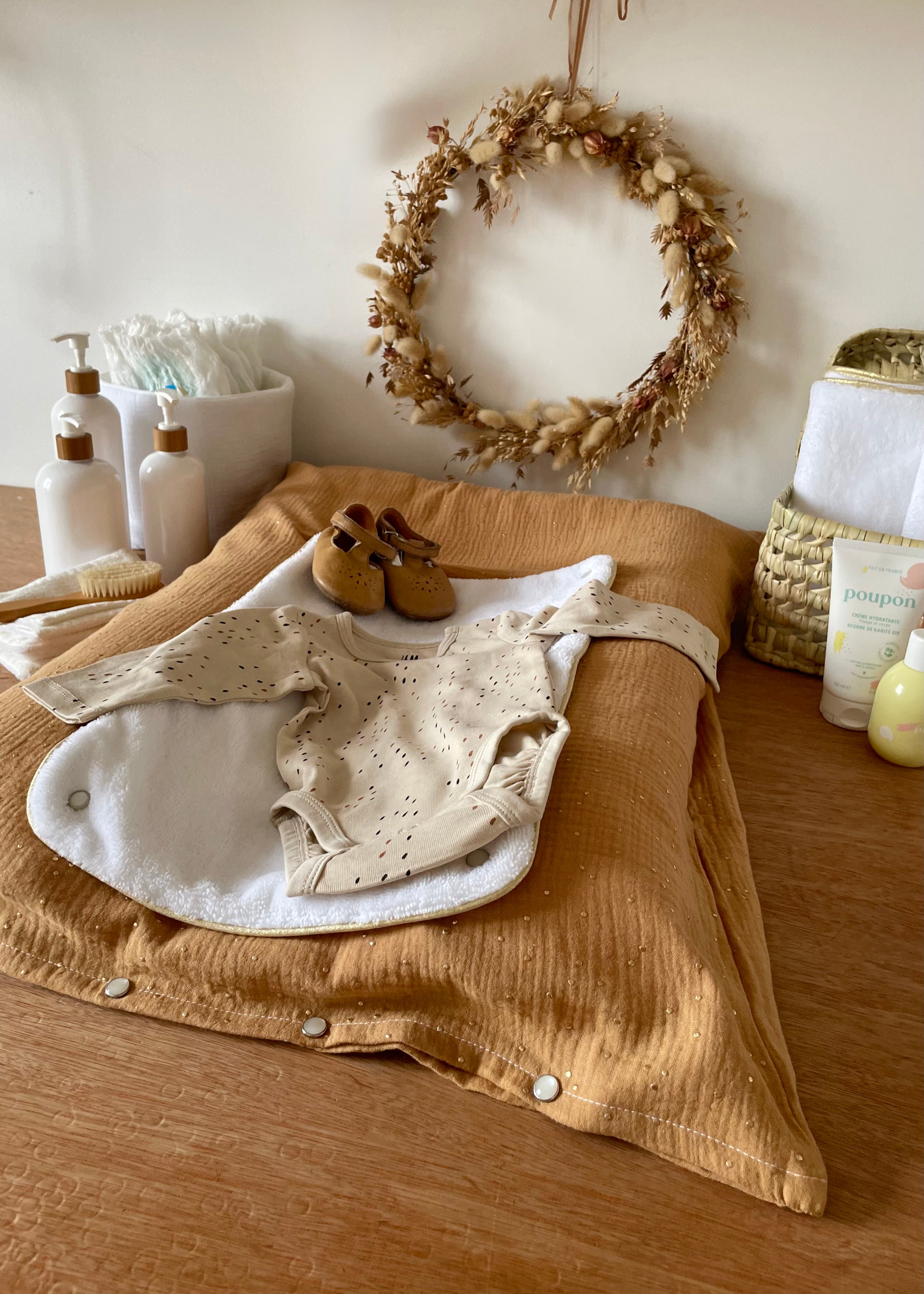 Housse de matelas à langer camel doré